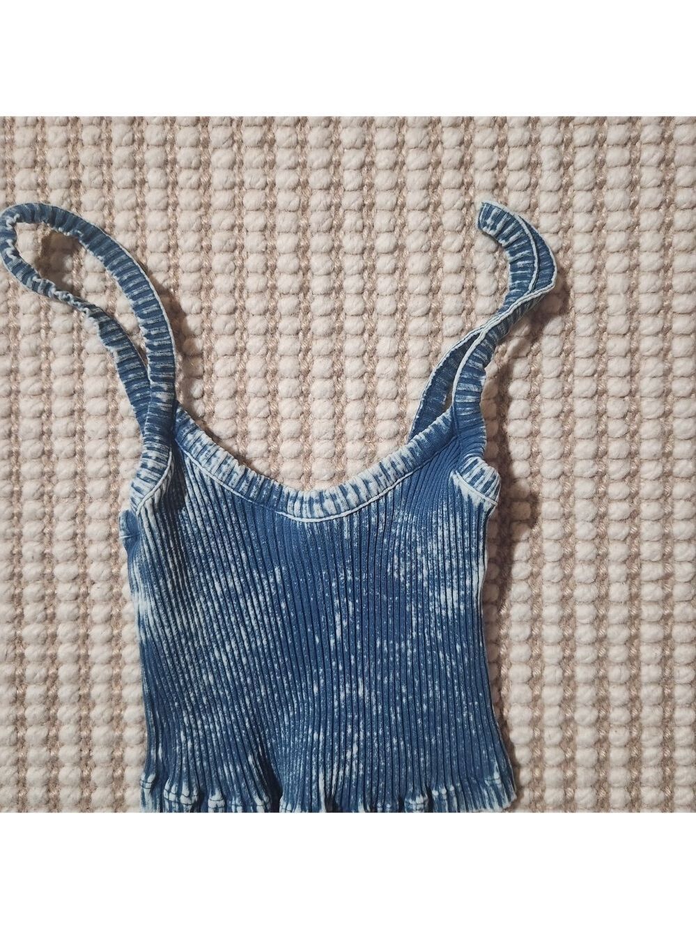 Zara Blue and White Ribbed Camisole